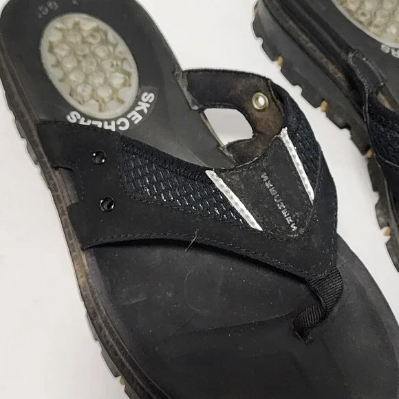 Skechers G-Tech Chunky Black Jammers‎ mens size 8 90s to Y2K